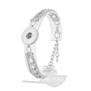 Sparkling Snap Bracelet Silver Tone Rope Chain